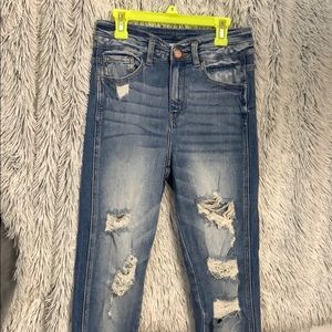 Ripped high rise jeans